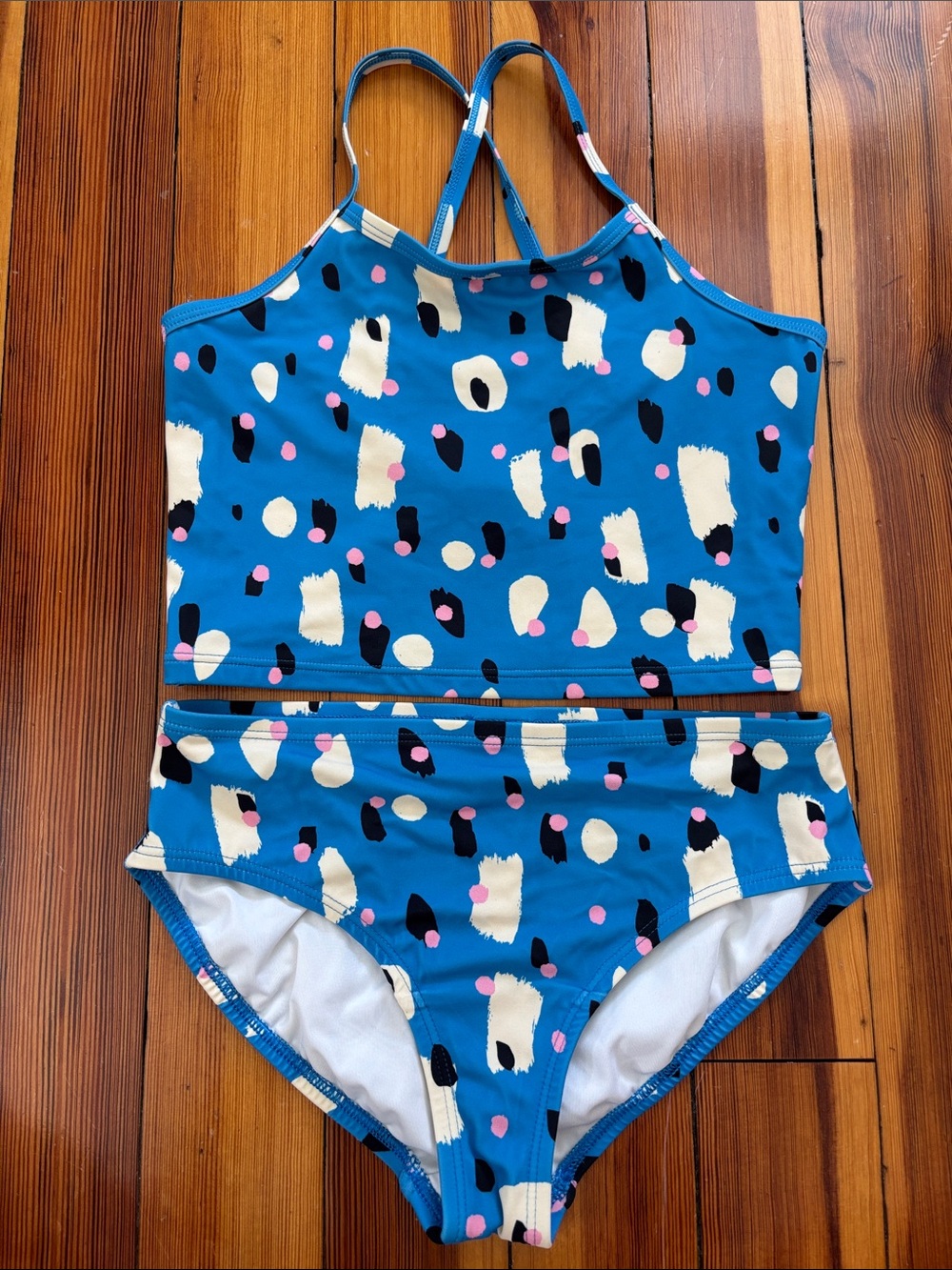 Hanna Anderson Kids Blue Abstract Print Two-Piece Tankini Swim Set